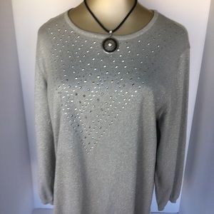 Alfred Dunner Silver Sparkling Top Size XL NWT